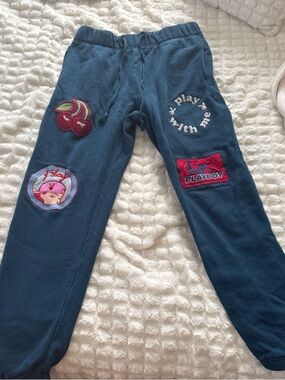 PLAYBOY Navy Sweatpants with Patch Embellishments